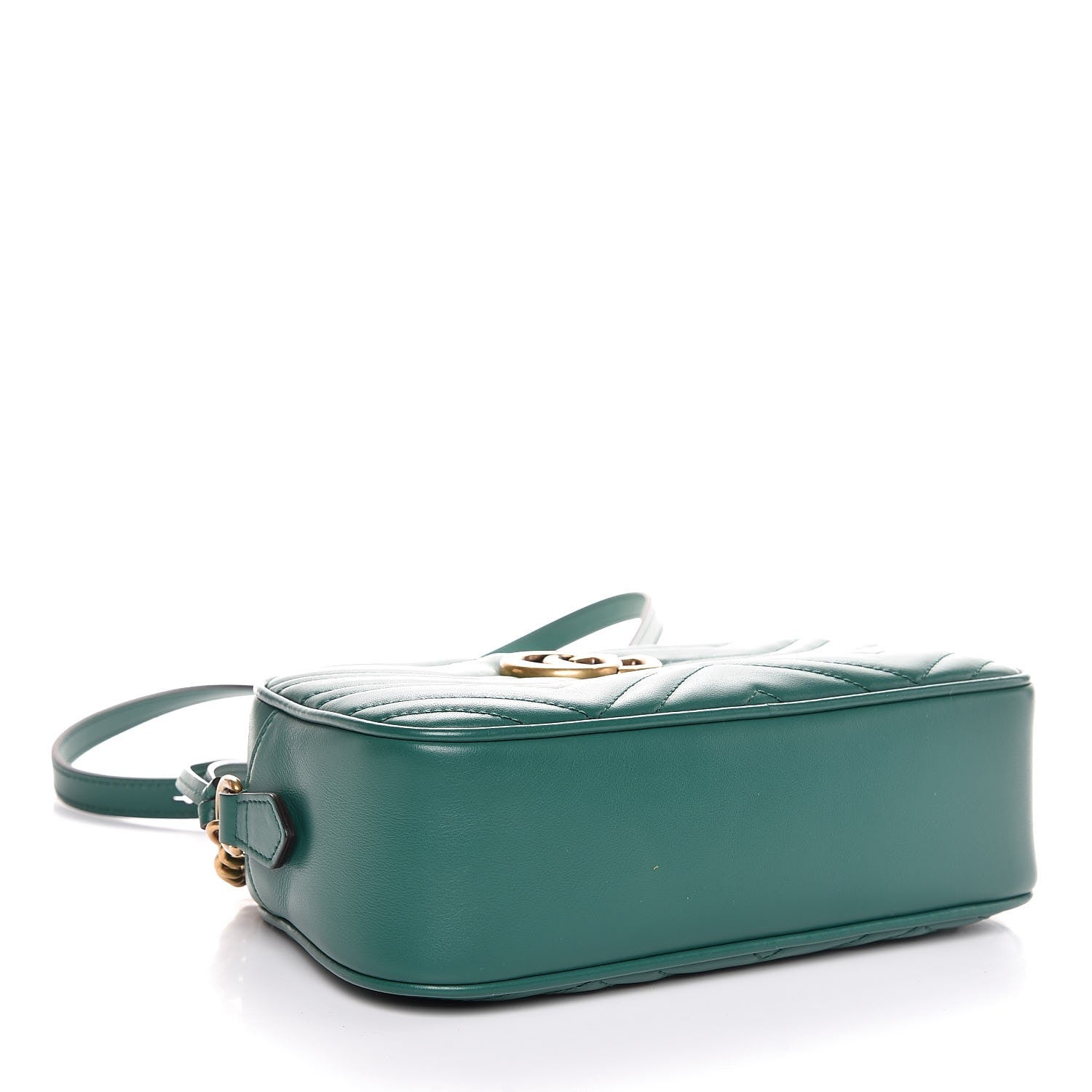 Gucci Calfskin Matelasse Small GG Marmont Chain Shoulder Bag Emerald Green 4 of 8