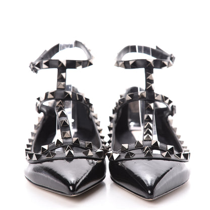 Valentino Garavani Patent Rockstud Cage Ballerina Flats 36 Black 2 of 9
