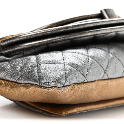 Chanel Metallic Goatskin Quilted Frame Clasp Flap Clutch Silver Gold 8 of 9