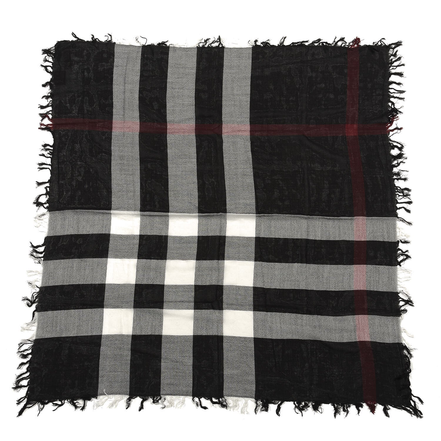 Burberry Merino Wool House Check Scarf Black White 1 of 3