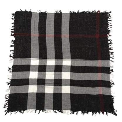 Burberry Merino Wool House Check Scarf Black White 1 of 3
