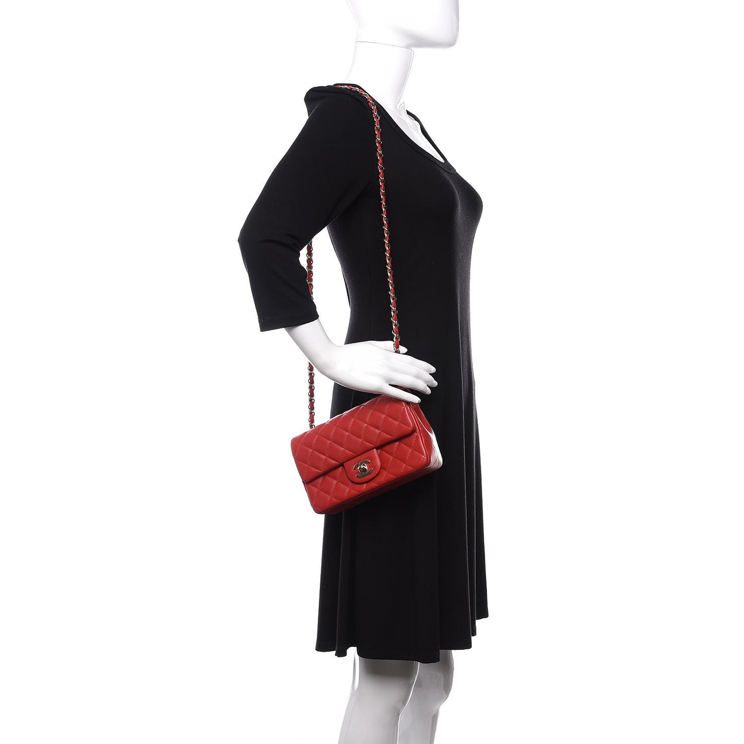 Lambskin Quilted Mini Rectangular Flap Red