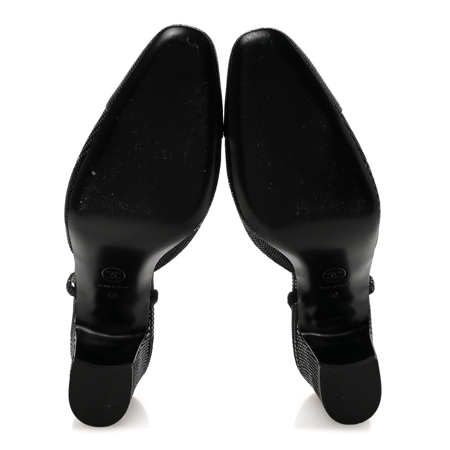 Chanel Suede Kidskin Cap Toe CC Slingback Pumps 40 Black 6 of 9