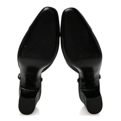 Chanel Suede Kidskin Cap Toe CC Slingback Pumps 40 Black 6 of 9