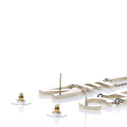 Chanel Metal Cha-Nel Logo Drop Earrings Gold 3 of 7