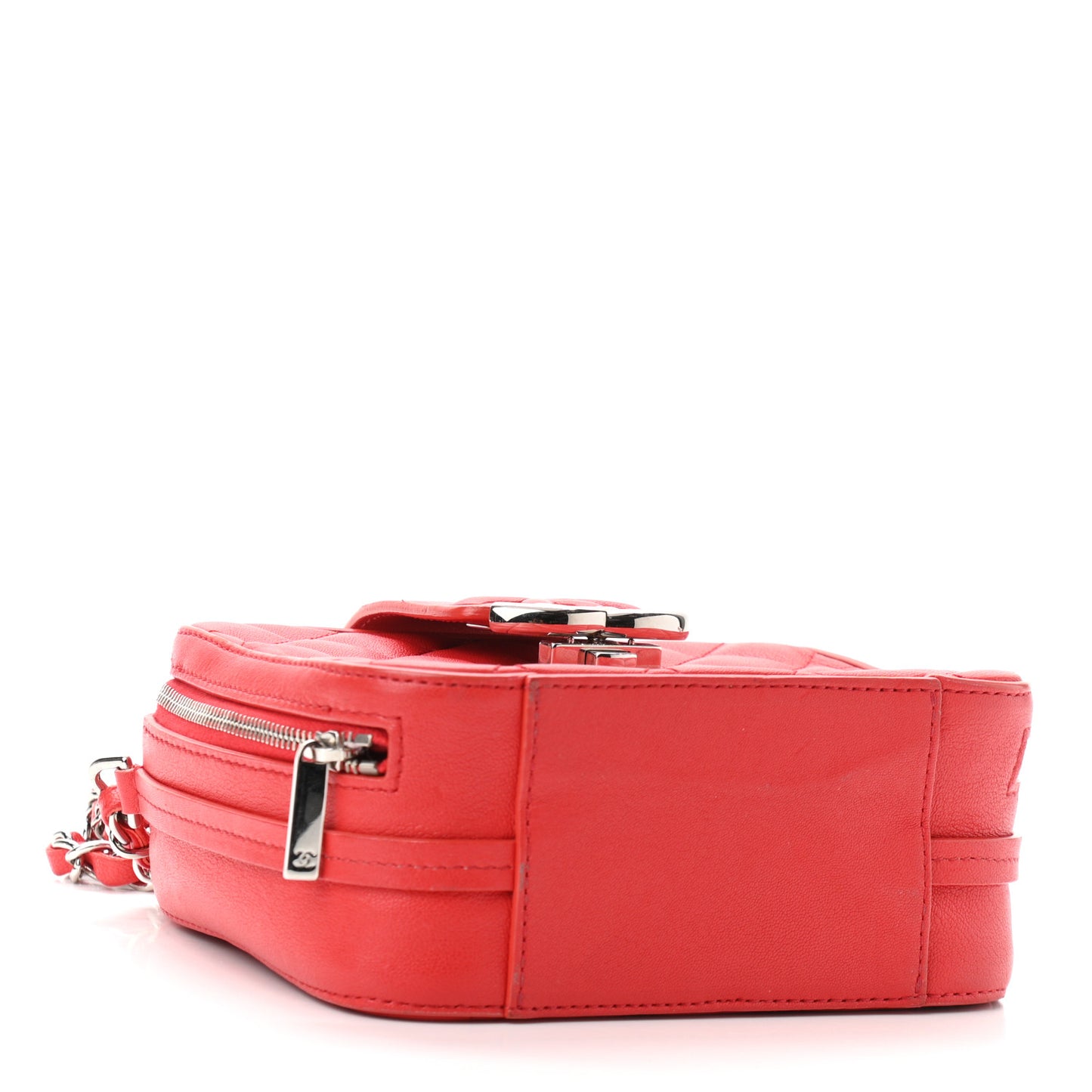 Lambskin Quilted Mini CC Box Camera Bag Red