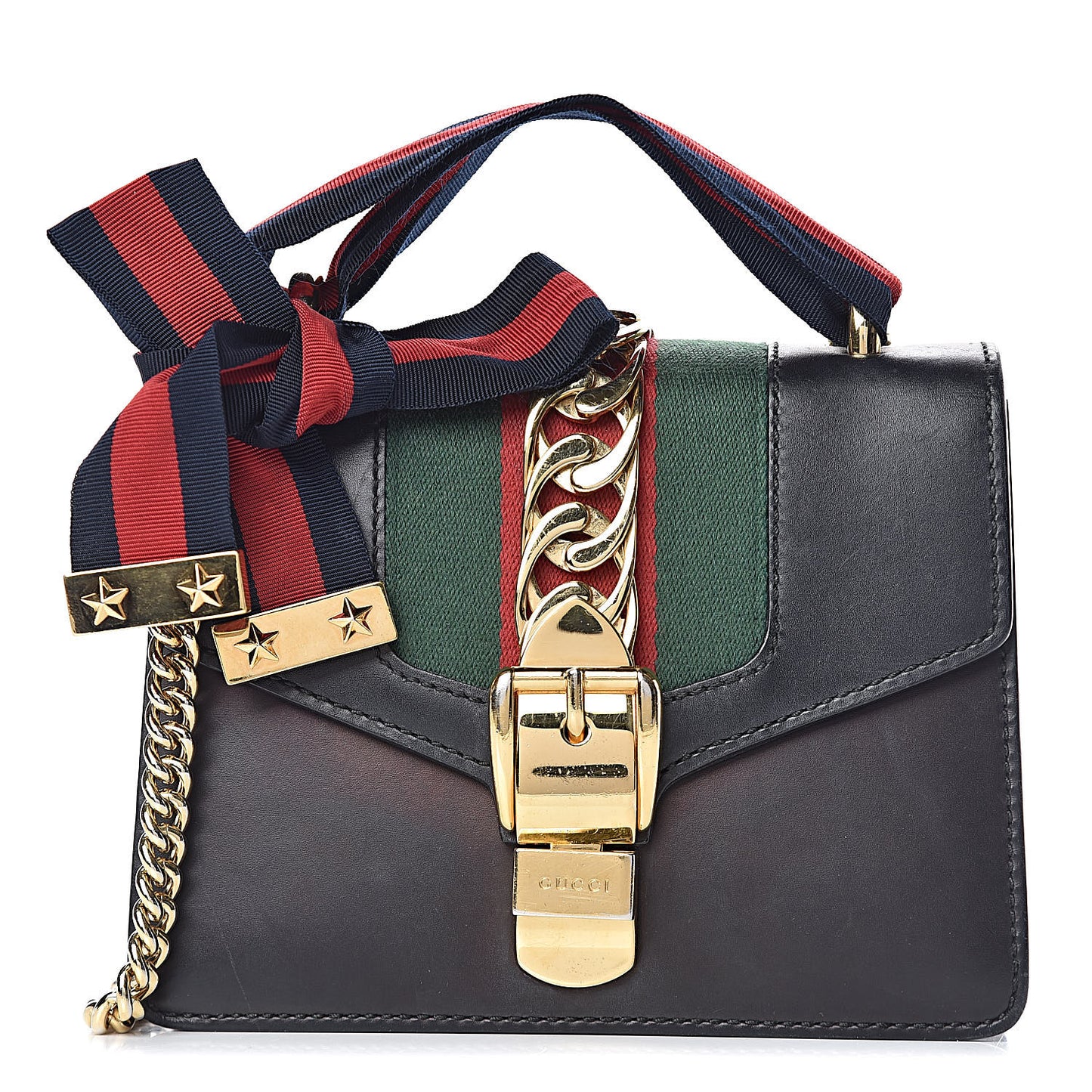 Calfskin Mini Sylvie Chain Shoulder Bag Black