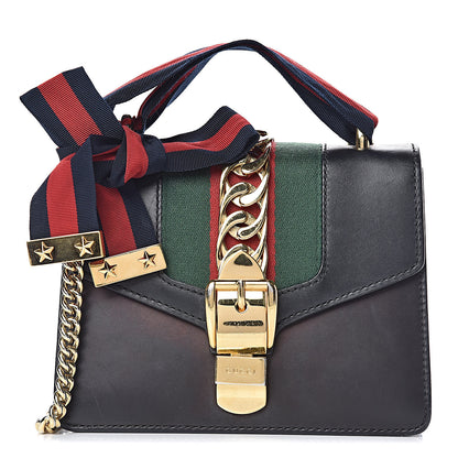 Gucci Calfskin Mini Sylvie Chain Shoulder Bag Black 1 of 26
