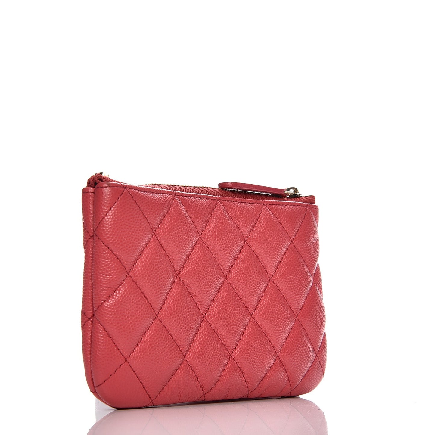 Caviar Quilted Small Cosmetic Case Dark Pink