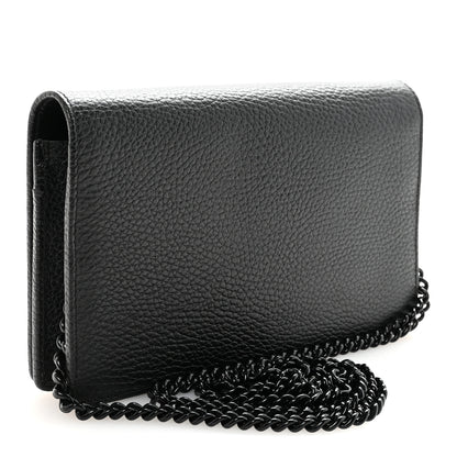 Gucci Dollar Calfskin Enamel Monochrome Mini GG Marmont Chain Wallet Black 3 of 10