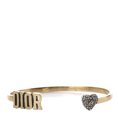 Christian Dior Metal Dior Crystal Heart Bracelet Cuff Gold 1 of 4
