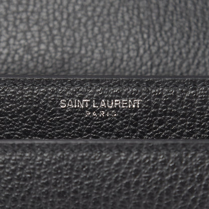 Saint Laurent Grained Calfskin Medium Monogram Sunset Satchel Black 6 of 11
