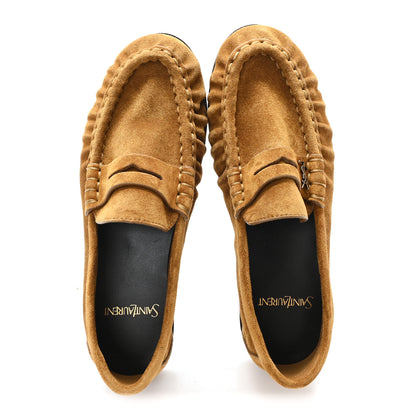 Saint Laurent Suede Le Loafer 15 Penny Slippers 36 Cuoio 2 of 10