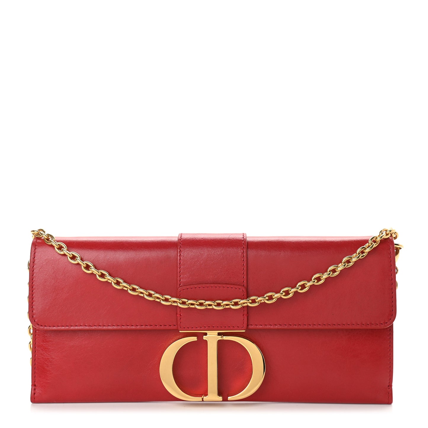 Crinkled Lambskin 30 Montaigne Clutch Red