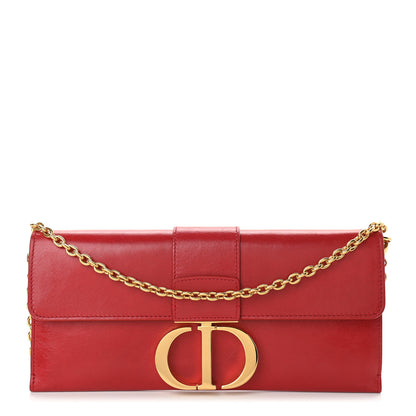 Christian Dior Crinkled Lambskin 30 Montaigne Clutch Red 1 of 8