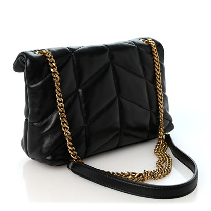 Saint Laurent Lambskin Quilted Toy Loulou Puffer Monogram Chain Satchel Black 3 of 11