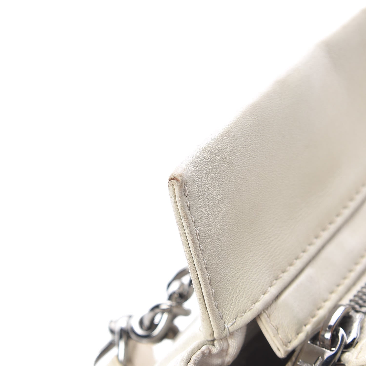 Chanel Lambskin Vertical Quilted Lax East West Shoulder Bag Ivory 12 of 17