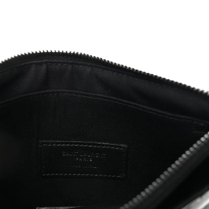 Saint Laurent Grain De Poudre Chevron Monogram Monochrome Bill Pouch Black 6 of 6