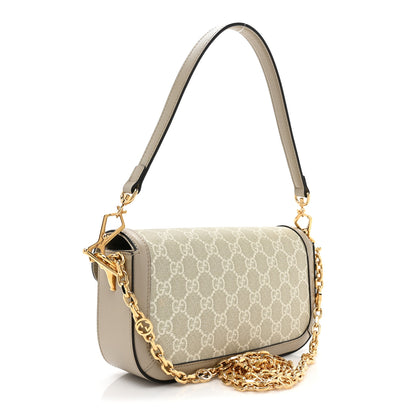 Gucci GG Supreme Monogram Small Horsebit 1955 Chain Shoulder Bag Beige Mystic White 3 of 9