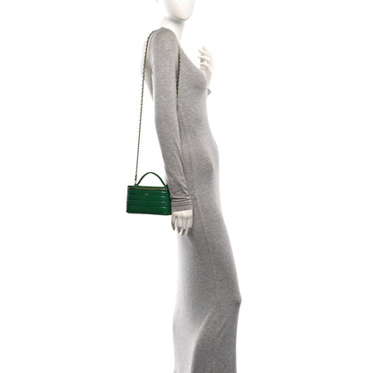 Chanel Calfskin Crocodile Embossed Exoticoco Small Top Handle Vanity Case With Chain Emerald 2 of 10
