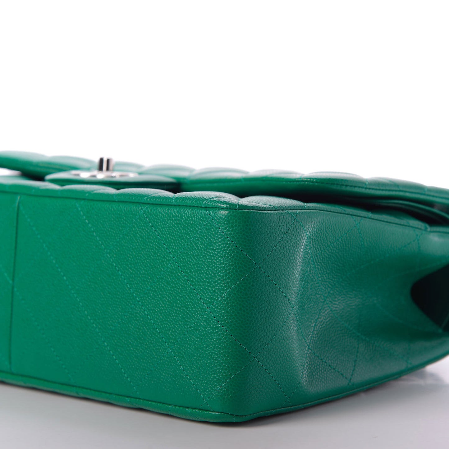 Caviar Quilted Jumbo Double Flap Green