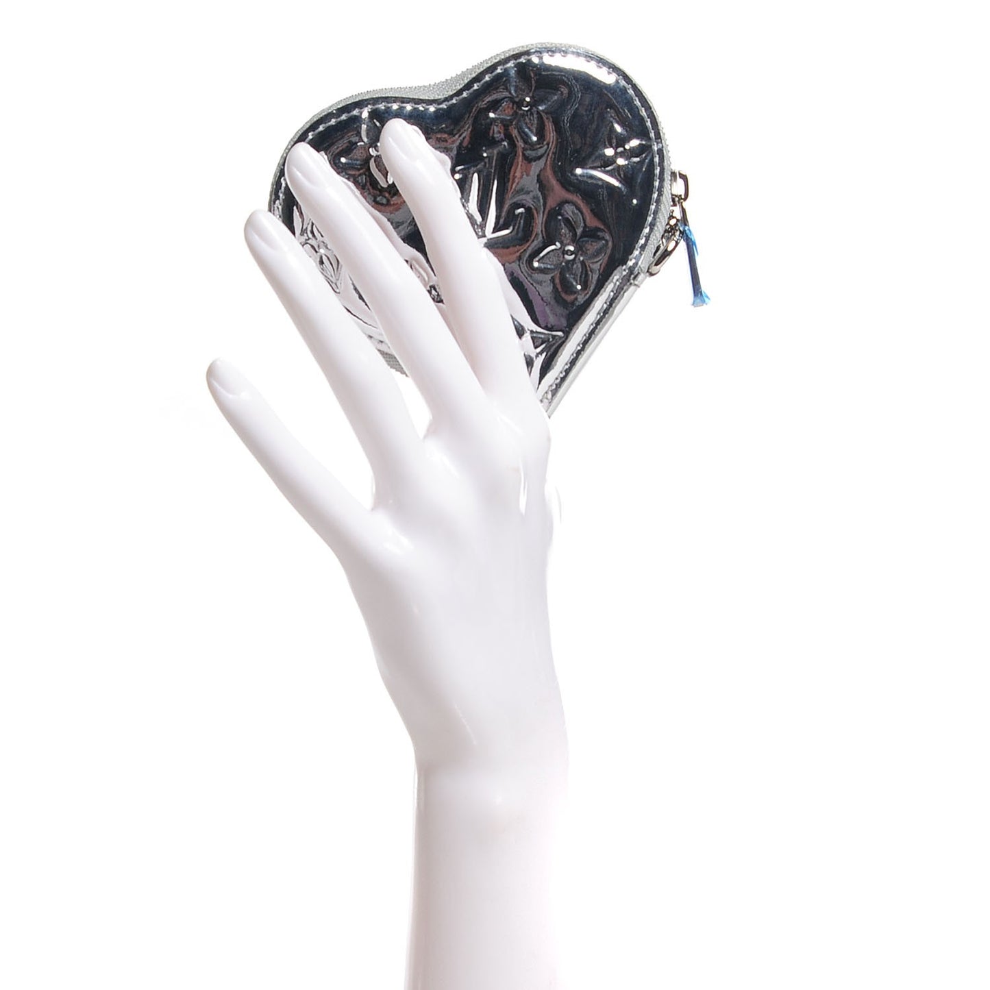 Monogram Miroir Heart Coin Purse Silver