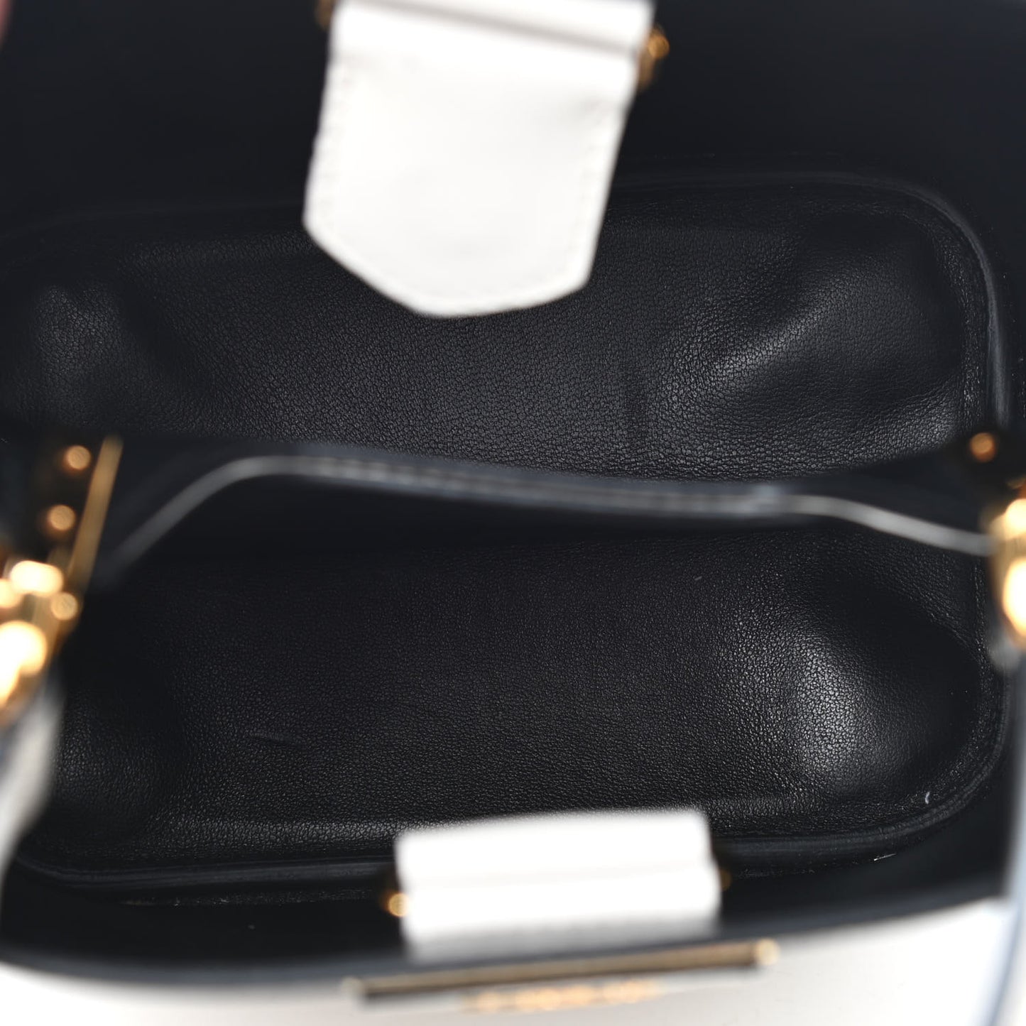 Saffiano Cuir Calfskin Small Panier Bucket Bag White Black