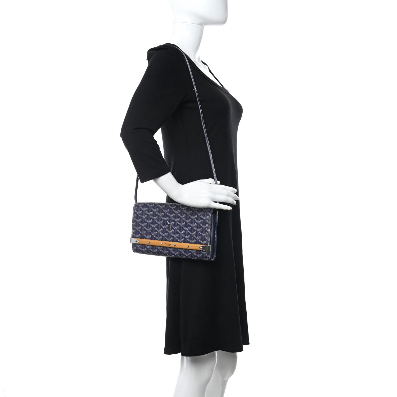 Goyard Goyardine Monte Carlo Bois Clutch With Strap Navy 2 of 8