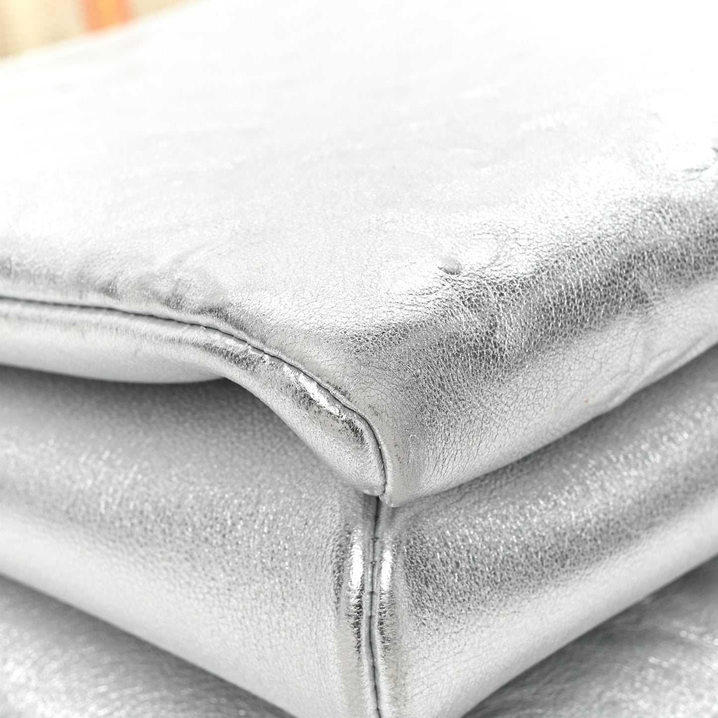 Metallic Lambskin Embossed Monogram Coussin PM Silver