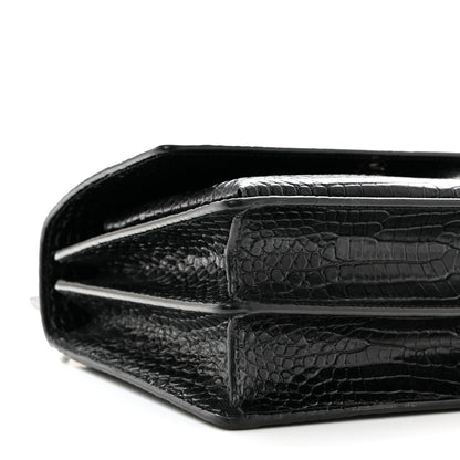 Saint Laurent Calfskin Crocodile Embossed Medium Monogram Sunset Black 10 of 12