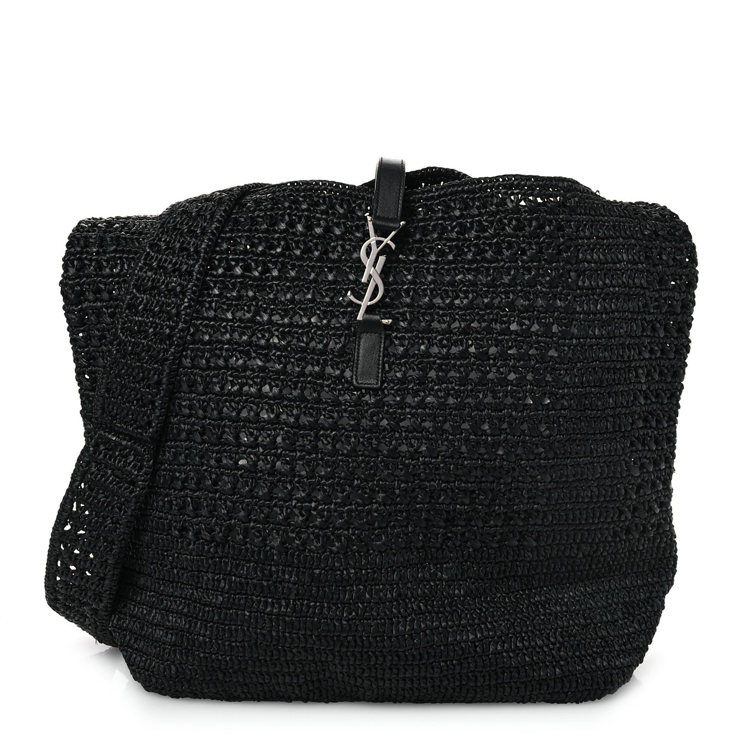 Raffia Monogram Le 5 A 7 Medium Tote Black