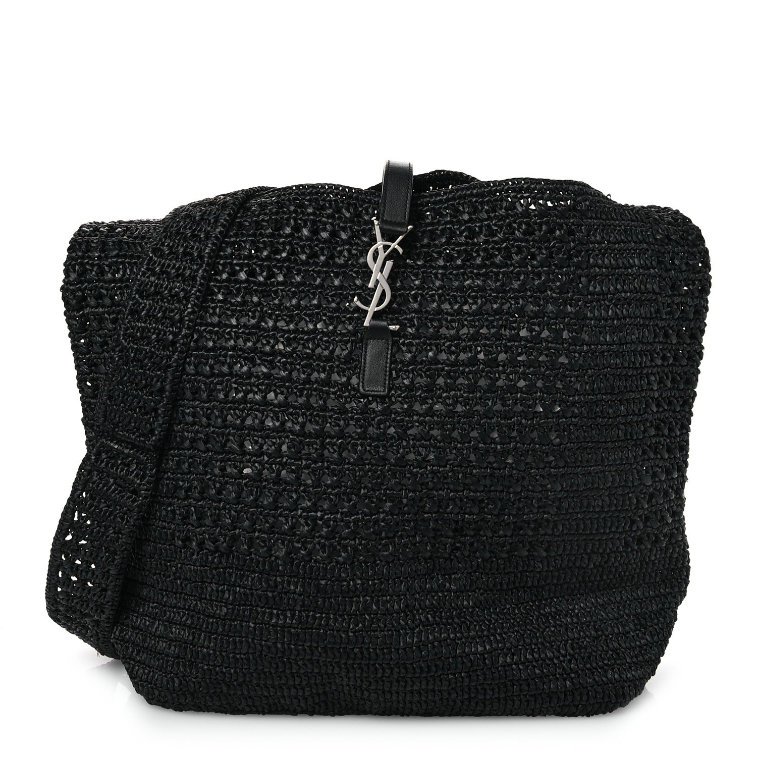 Saint Laurent Raffia Monogram Le 5 A 7 Medium Tote Black 1 of 10