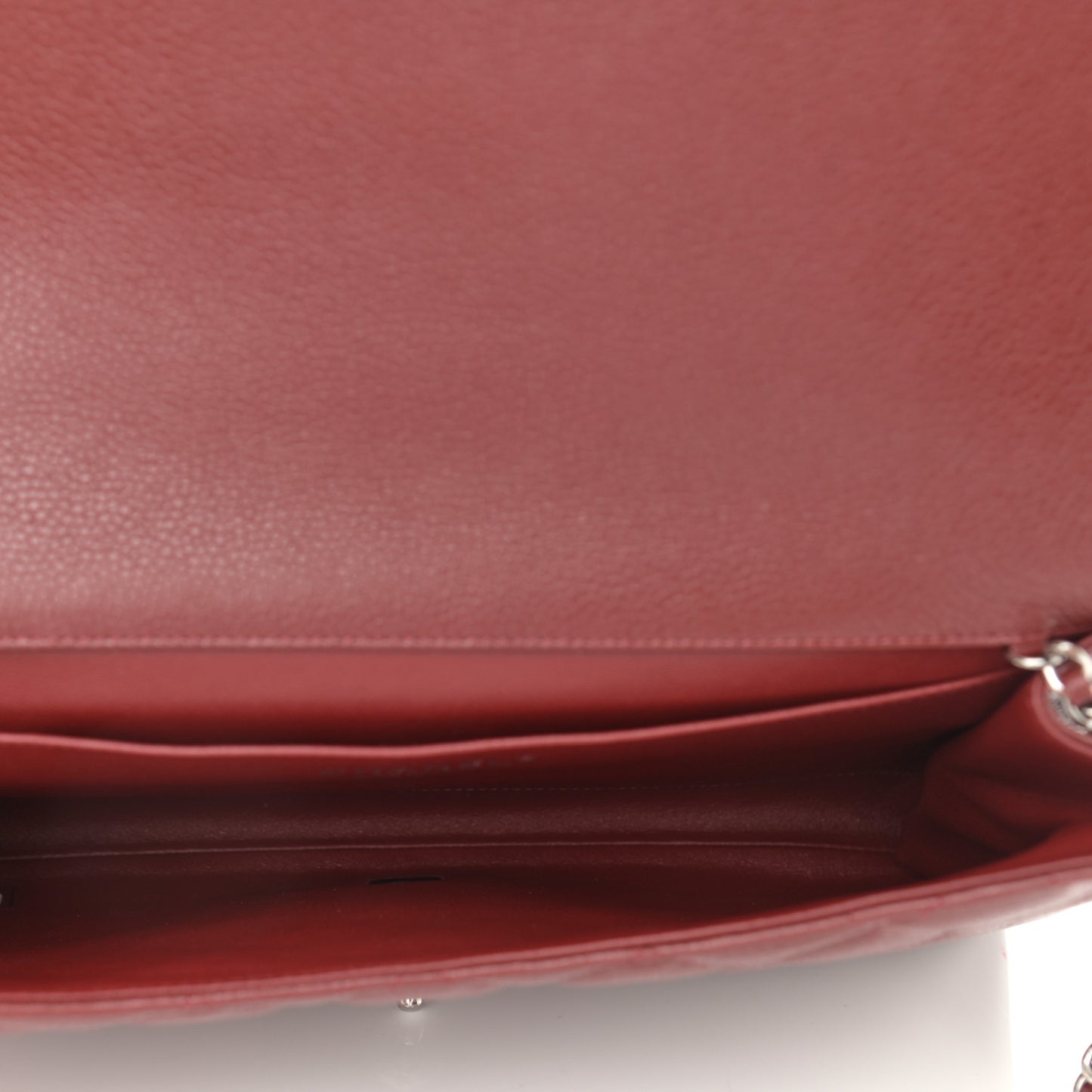 Caviar Quilted Clutch With Chain Flap Dark Red