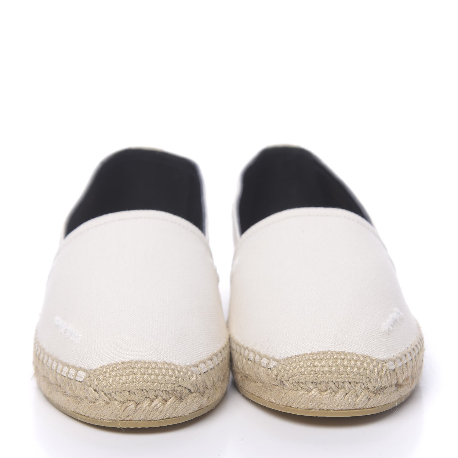 Saint Laurent Canvas Elba Logo Embroidered Espadrilles 41.5 Panna 2 of 9