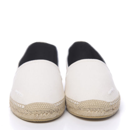 Saint Laurent Canvas Elba Logo Embroidered Espadrilles 41.5 Panna 2 of 9