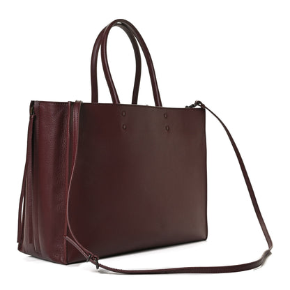 Balenciaga Calfskin Blackout Hardware Perforated Papier B4 Tote Burgundy 4 of 13