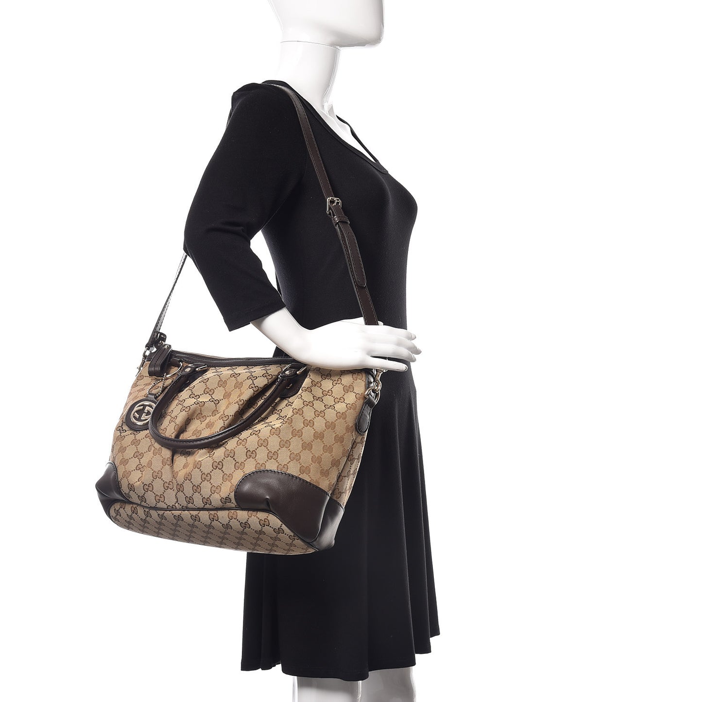 Monogram Large Sukey Top Handle Bag Beige Dark Brown
