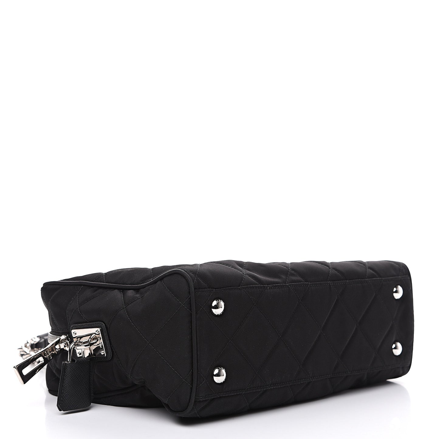 Nylon Tessuto Impuntu Quilted Shoulder Bag Black