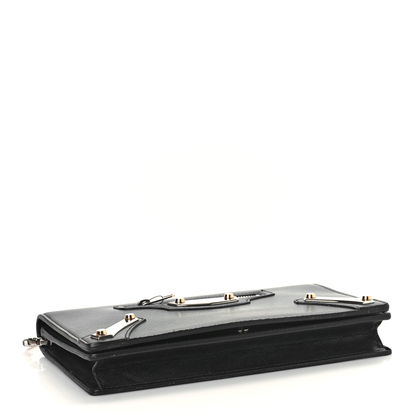 Veau Amp Plate Silver Chain Wallet Black
