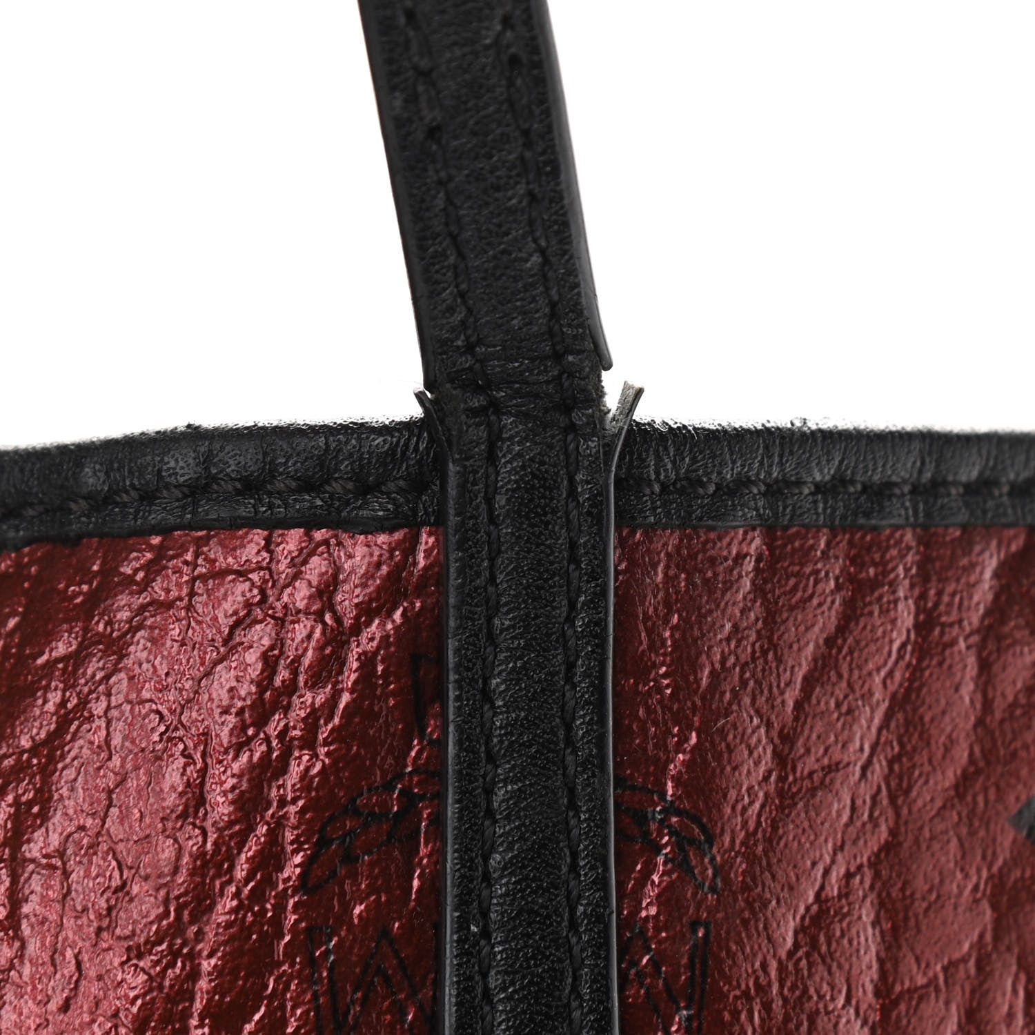 MCM Metallic Visetos Medium Kira North South Shopper Tote Scooter Red 11 of 12