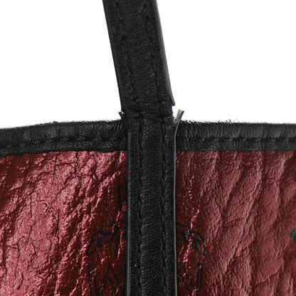 MCM Metallic Visetos Medium Kira North South Shopper Tote Scooter Red 11 of 12