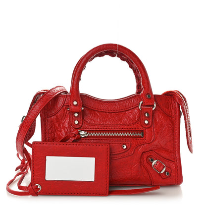 Balenciaga Agneau Classic Silver Hardware Nano City Rouge Groseille 3 of 11