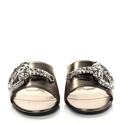 Gucci Metallic Nappa Crystal Maxine Horsebit Slide Sandals 40.5 Bronze 2 of 9