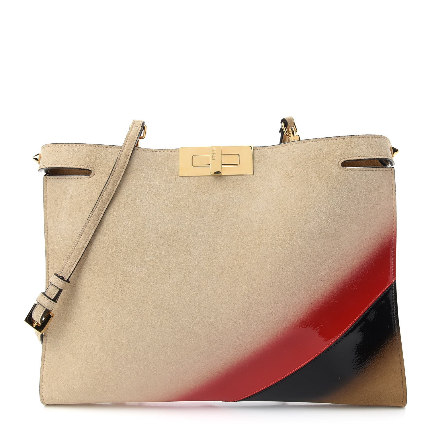Fendi Suede Patent Gradient Marquetry Iconic Clutch Multicolor 1 of 11