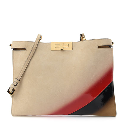Fendi Suede Patent Gradient Marquetry Iconic Clutch Multicolor 1 of 11
