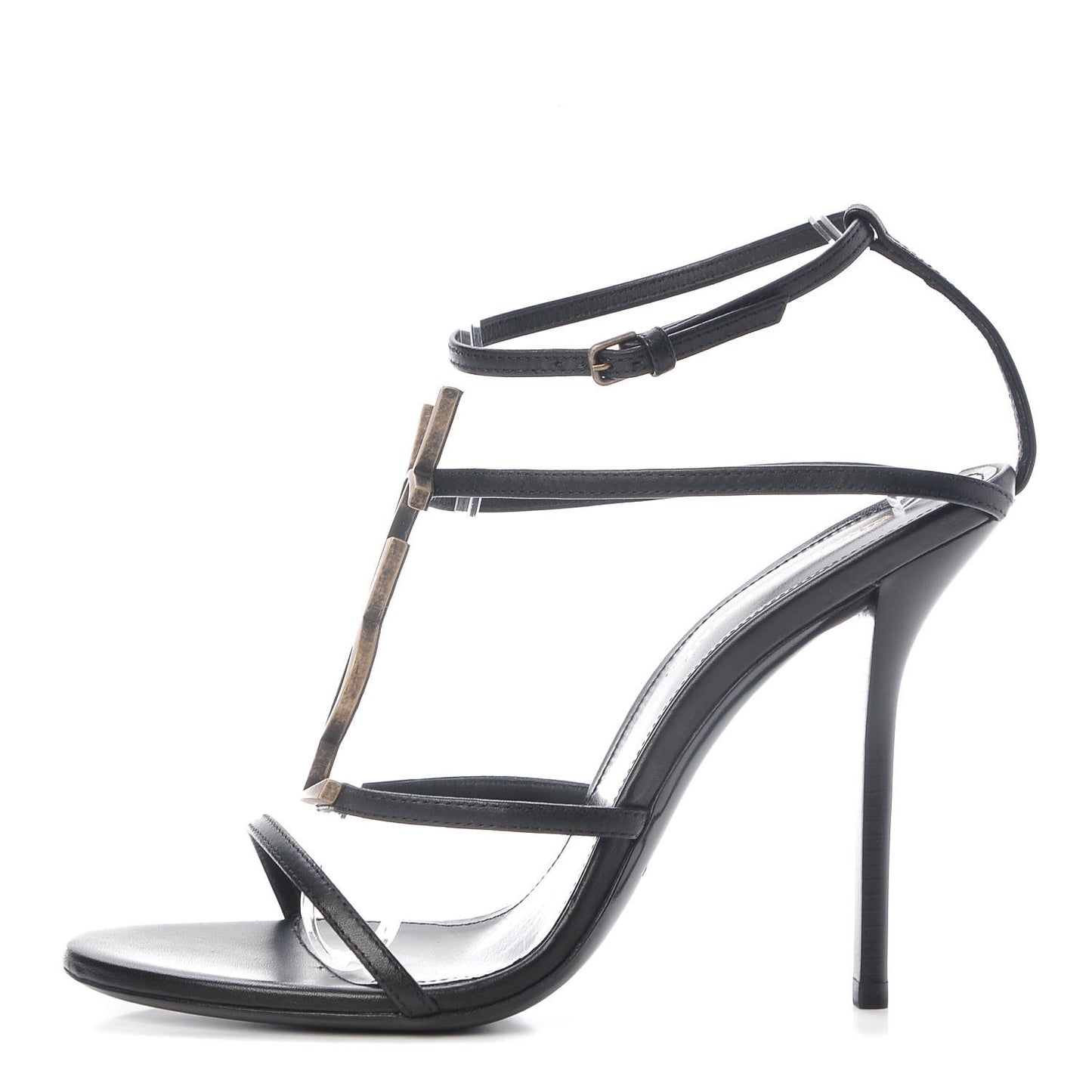 Calfskin Cassandra 110 Ankle Strap Sandals Black 38.5