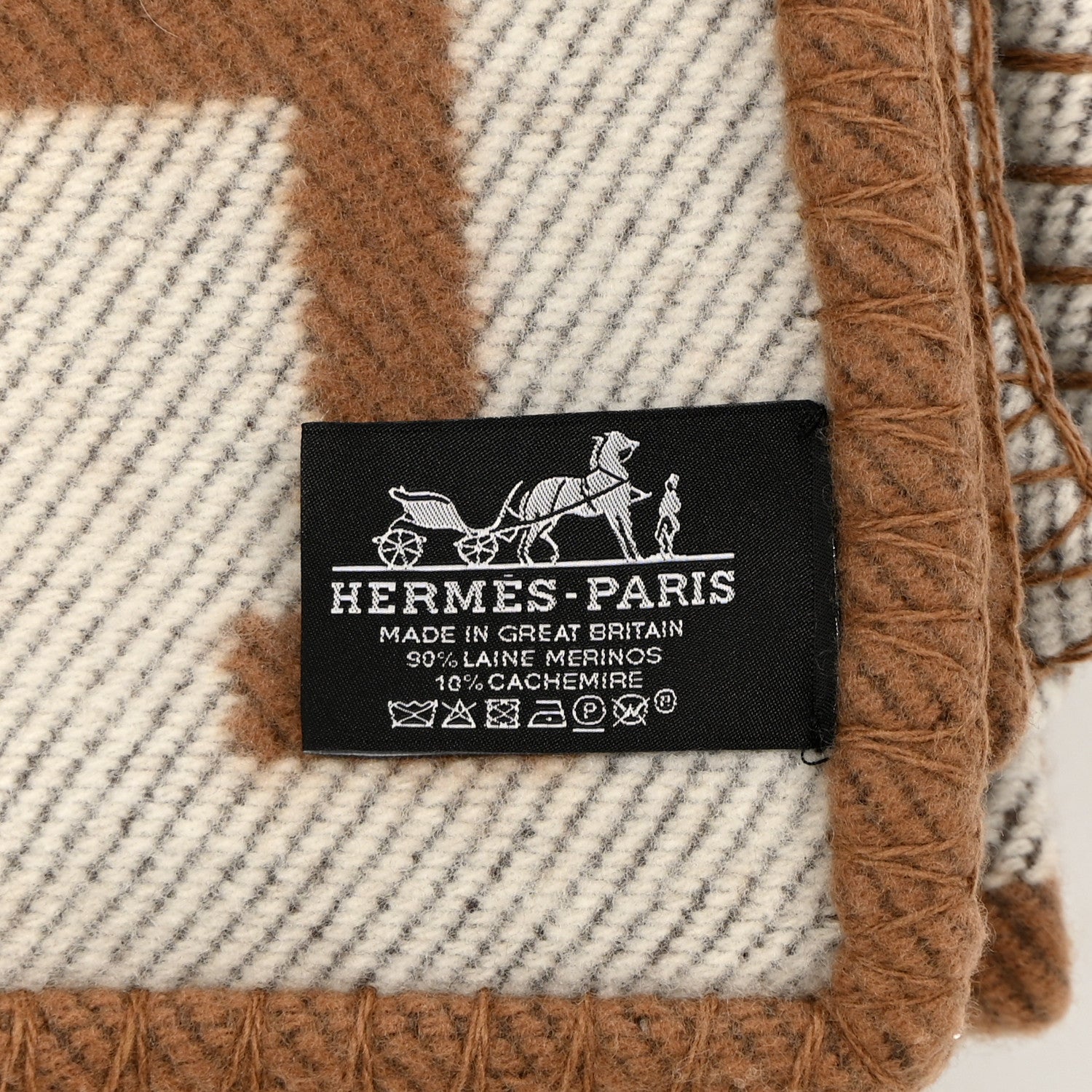 Hermes Wool Cashmere Avalon Blanket Ecru Camel 3 of 3