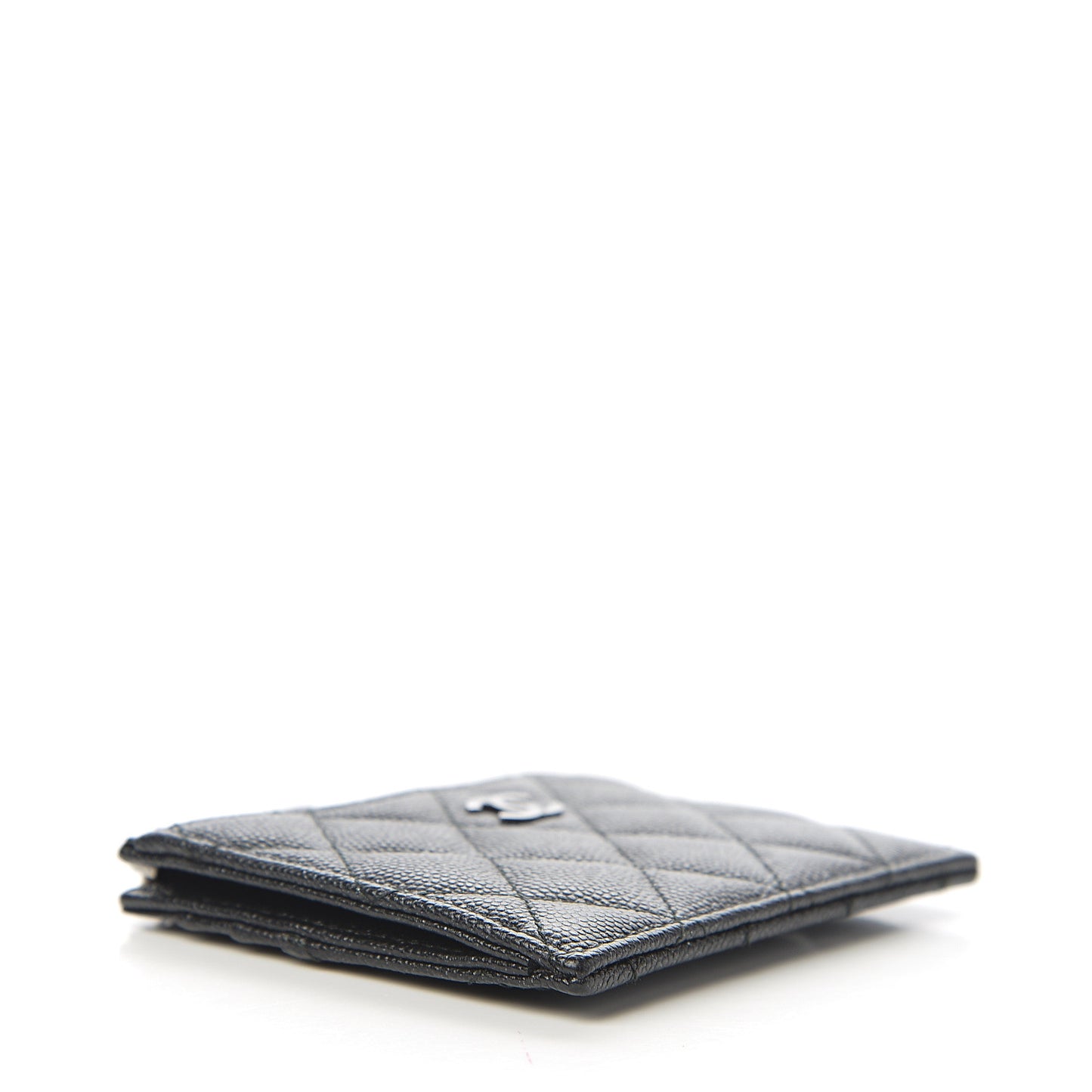 Iridescent Caviar Quilted CC Zip Card Holder Black