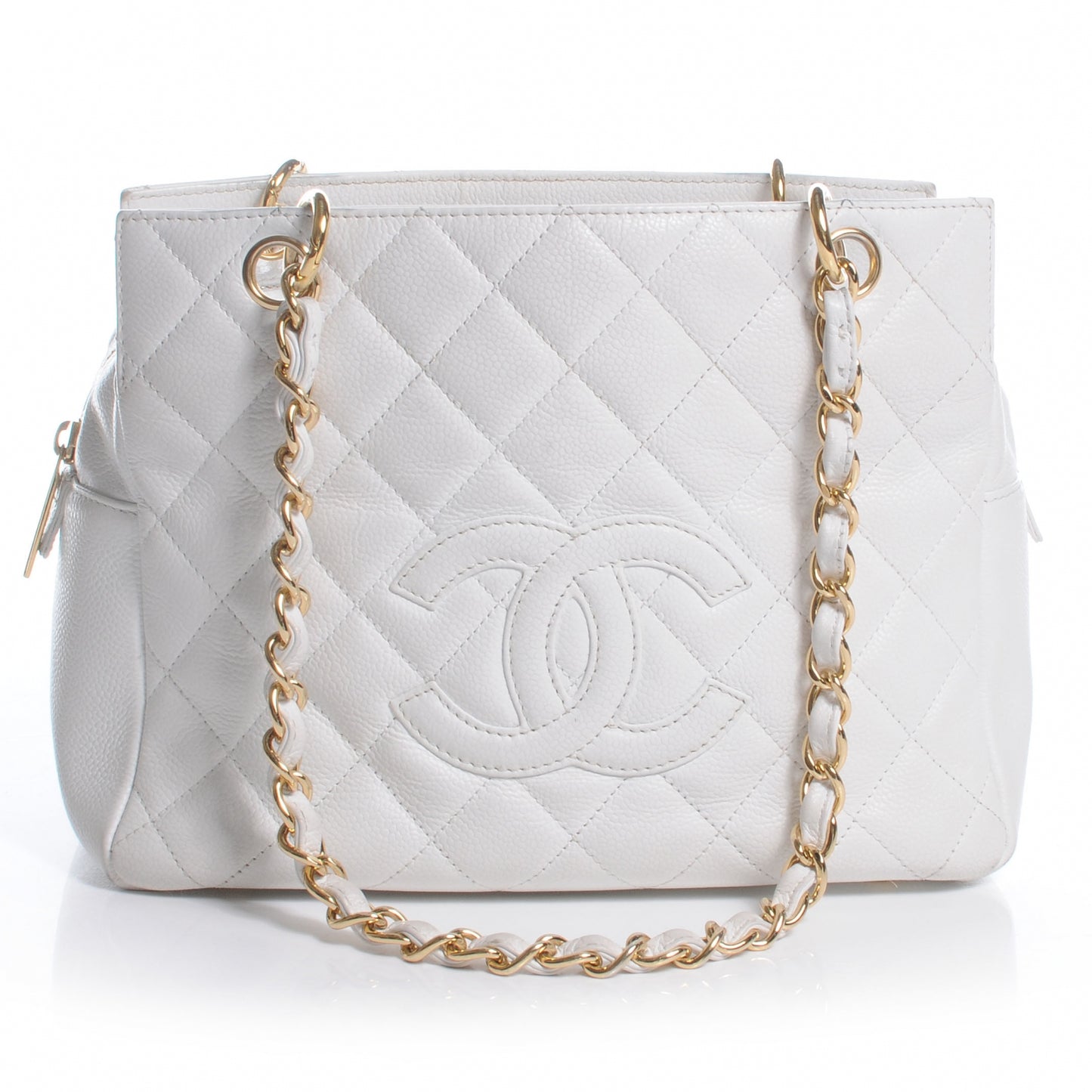 Caviar Quilted Petit Timeless Tote PTT White