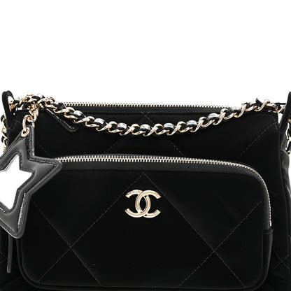 Chanel Velvet Effect Nylon Shiny Crumpled Calfskin Quilted Chanel 25 Clutch With Chain Black 8 of 10